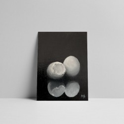 monochrome eggs painting in oil
