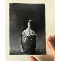 Black and white aubergine, oil painting