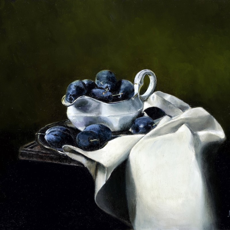 Still Life With Plums Oil Painting