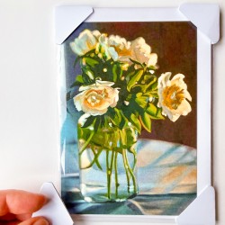 White Floral Still Life Greeting Card